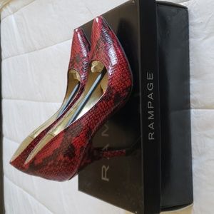 Wine and Black Snake Print  Rampage Nicki Pumps